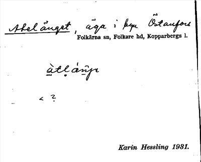 Bild på arkivkortet för arkivposten Atelänget