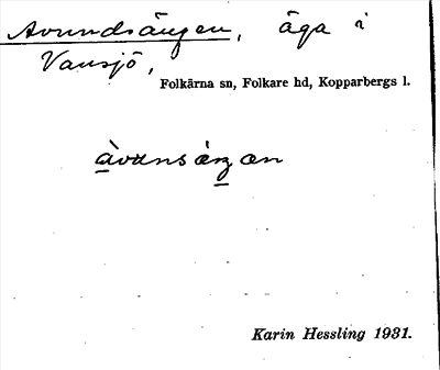 Bild på arkivkortet för arkivposten Avundsängen