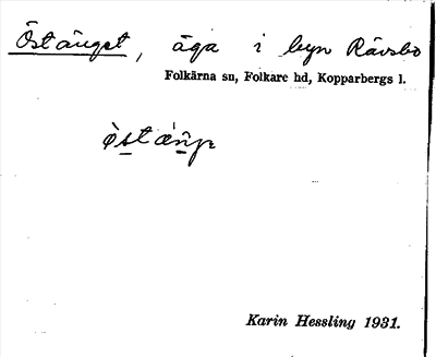 Bild på arkivkortet för arkivposten Östänget