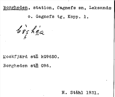 Bild på arkivkortet för arkivposten Borgheden