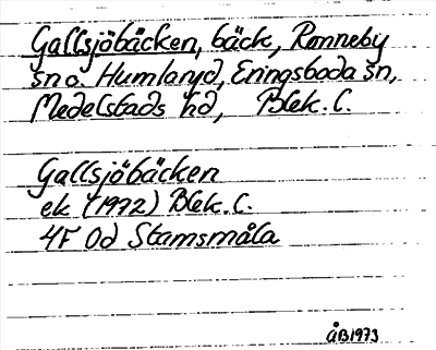 Bild på arkivkortet för arkivposten Gallsjöbäcken