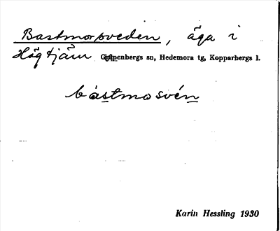 Bild på arkivkortet för arkivposten Bastmorsveden