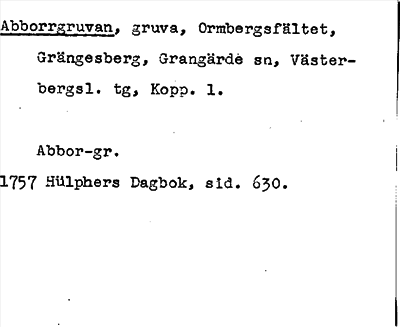 Bild på arkivkortet för arkivposten Abborrgruvan