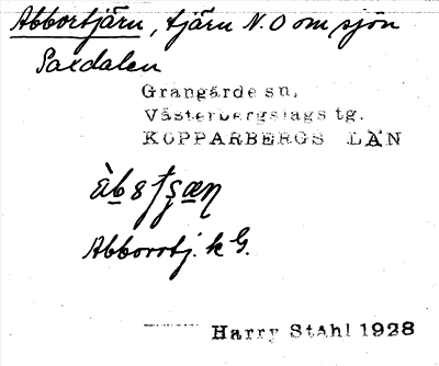 Bild på arkivkortet för arkivposten Abbortjärn