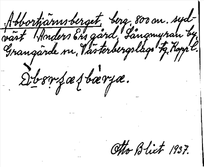 Bild på arkivkortet för arkivposten Abbortjärnsberget