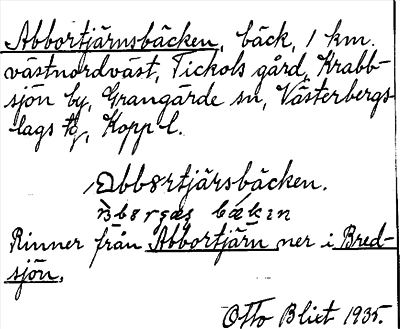 Bild på arkivkortet för arkivposten Abbortjärnsbäcken