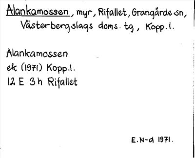 Bild på arkivkortet för arkivposten Alankamossen