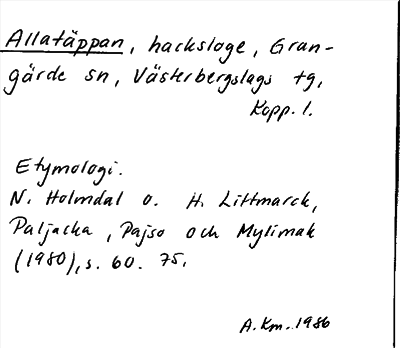 Bild på arkivkortet för arkivposten Allatäppan