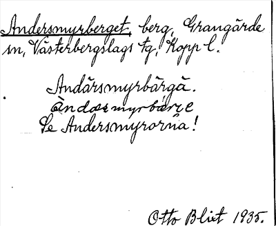 Bild på arkivkortet för arkivposten Andersmyrberget, se Andersmyrorna
