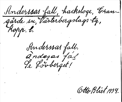 Bild på arkivkortet för arkivposten Anderssas fall, se Lövberget