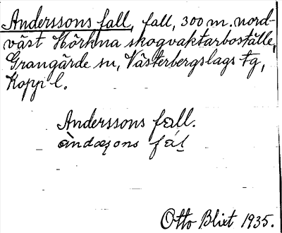 Bild på arkivkortet för arkivposten Anderssons fall