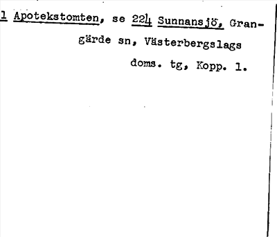 Bild på arkivkortet för arkivposten Apotekstomten, se 224 Sunnansjö