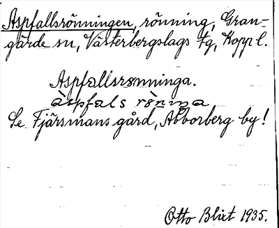 Bild på arkivkortet för arkivposten Aspfallsrönningen, se Fjärsmans gård