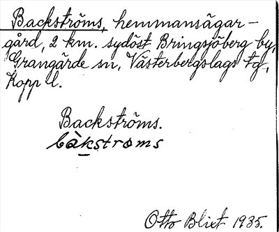 Bild på arkivkortet för arkivposten Backströms
