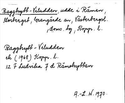 Bild på arkivkortet för arkivposten Bagghytt-Viludden