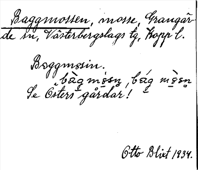 Bild på arkivkortet för arkivposten Baggmossen, se Östers gårdar