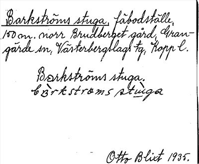 Bild på arkivkortet för arkivposten Barkströms stuga