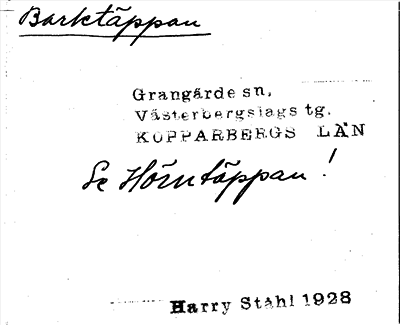Bild på arkivkortet för arkivposten Barktäppan, se Hörntäppan