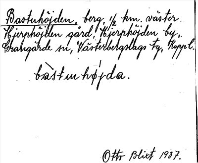 Bild på arkivkortet för arkivposten Bastuhöjden