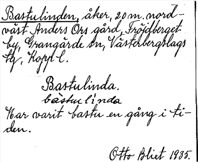 Bild på arkivkortet för arkivposten Bastulinden