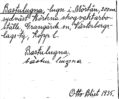 Bild på arkivkortet för arkivposten Bastulugna