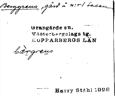 Bild på arkivkortet för arkivposten Berggrens