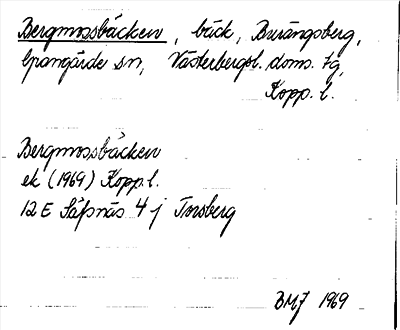 Bild på arkivkortet för arkivposten Bergmossbäcken