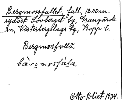 Bild på arkivkortet för arkivposten Bergmossfallet