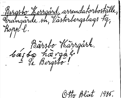 Bild på arkivkortet för arkivposten Bergsbo Herrgård