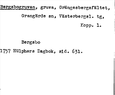 Bild på arkivkortet för arkivposten Bergsbogruvan