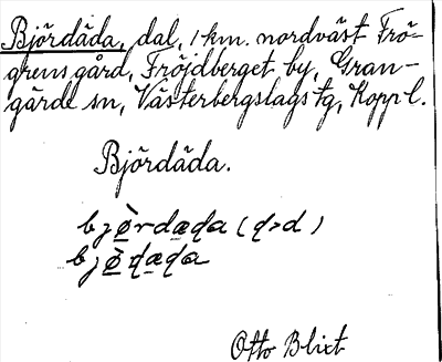 Bild på arkivkortet för arkivposten Björdäda
