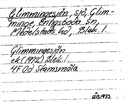 Bild på arkivkortet för arkivposten Glimmingesjön