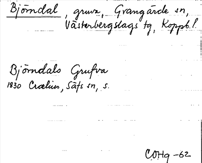 Bild på arkivkortet för arkivposten Björndal