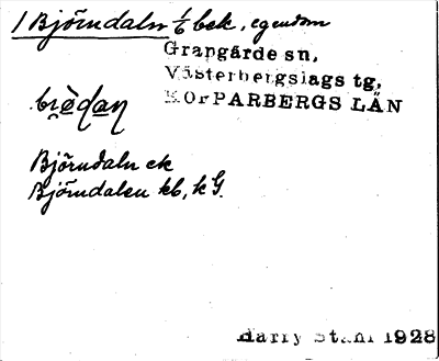 Bild på arkivkortet för arkivposten Björndaln
