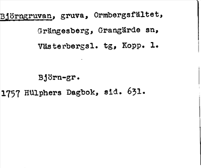 Bild på arkivkortet för arkivposten Björngruvan