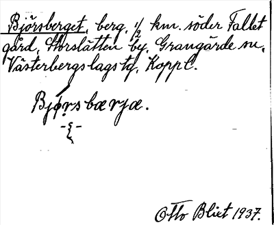 Bild på arkivkortet för arkivposten Björsberget