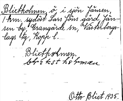 Bild på arkivkortet för arkivposten Blixtholmen