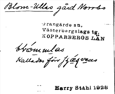Bild på arkivkortet för arkivposten Blom-Ullas