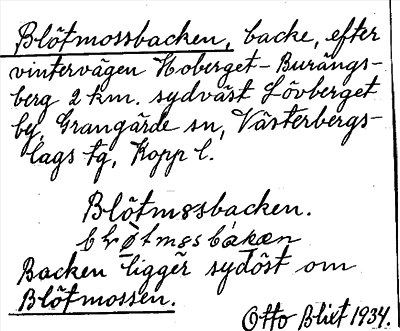 Bild på arkivkortet för arkivposten Blötmossbacken