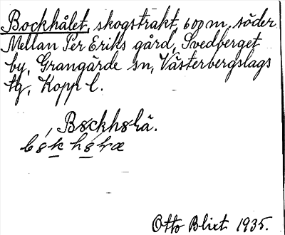 Bild på arkivkortet för arkivposten Bockhålet