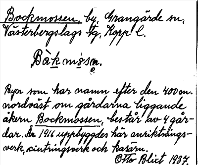 Bild på arkivkortet för arkivposten Bockmossen