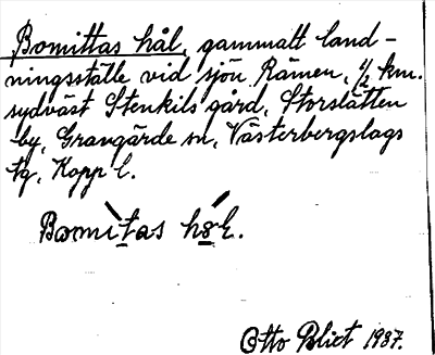 Bild på arkivkortet för arkivposten Bomittas hål