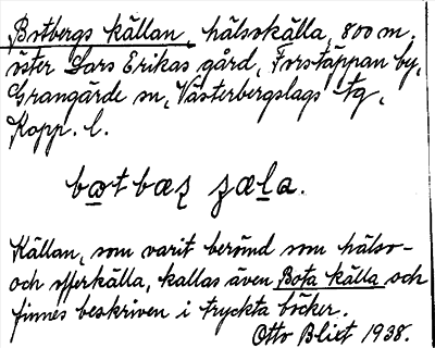 Bild på arkivkortet för arkivposten Botbergs källan