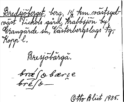 Bild på arkivkortet för arkivposten Bredsjöberget