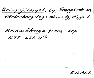 Bild på arkivkortet för arkivposten Bringsjöberget