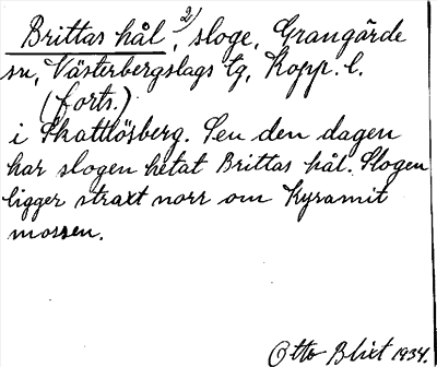 Bild på arkivkortet för arkivposten Brittas hål