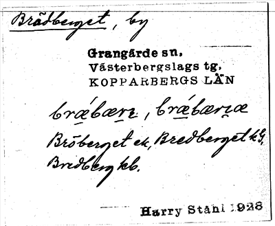 Bild på arkivkortet för arkivposten Brädberget