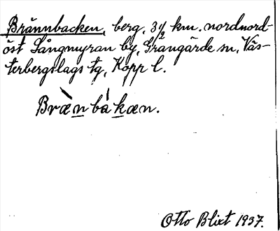Bild på arkivkortet för arkivposten Brännbacken