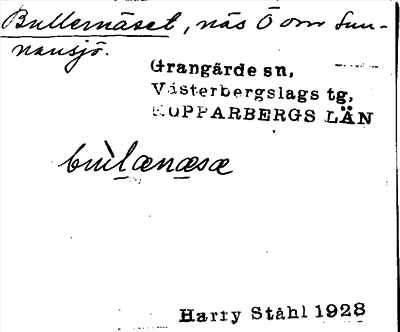 Bild på arkivkortet för arkivposten Bullernäset
