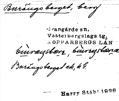 Bild på arkivkortet för arkivposten Burängsberget